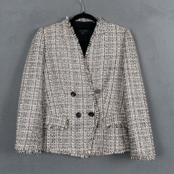 Ann Taylor Jackets & Blazers - Ann Taylor Blazer Womens 10 Beige Black Tweed Double Breasted Textured Jacket